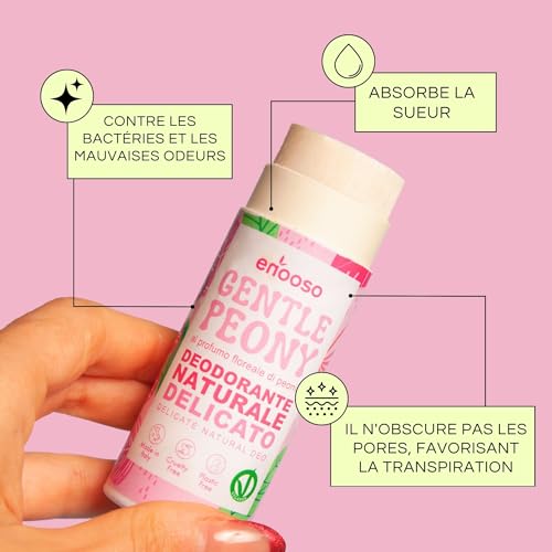 Déodorant solide naturel Enooso pivoine & pamplemousse - femme et homme - sans aluminium, voyage, 55ml