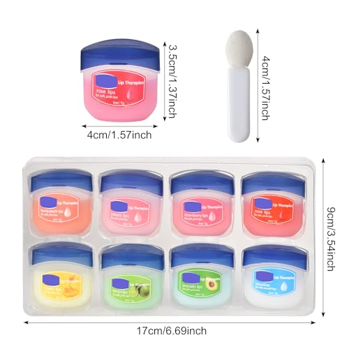 Baumes à Lèvres Hydratants Pack de 8 Piècesavec Pinceau à Lèvres - Soin des Lèvres Hydratation Intense - Cadeau Parfait 