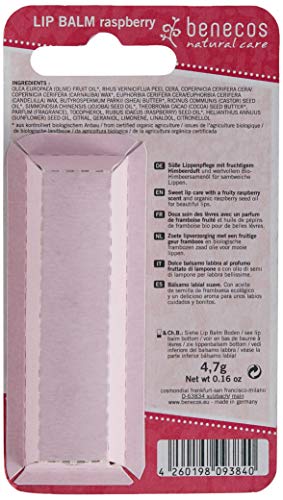 Benecos - Baume à lèvres naturel framboise bio - hydratant et apaisant, sans parabeles, 4,8 g