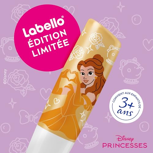 LABELLO Baume à lèvres Édition Limitée Disney Princesse Belle Vanilla Cupcake pour Enfants — Hydratant, Parfum Vanille, 