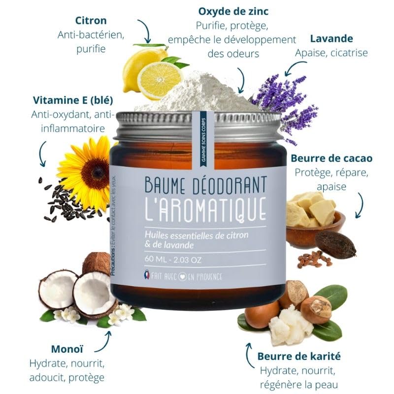 Baume déodorant bio L’Aromatique naturel sans parfum pour homme en été