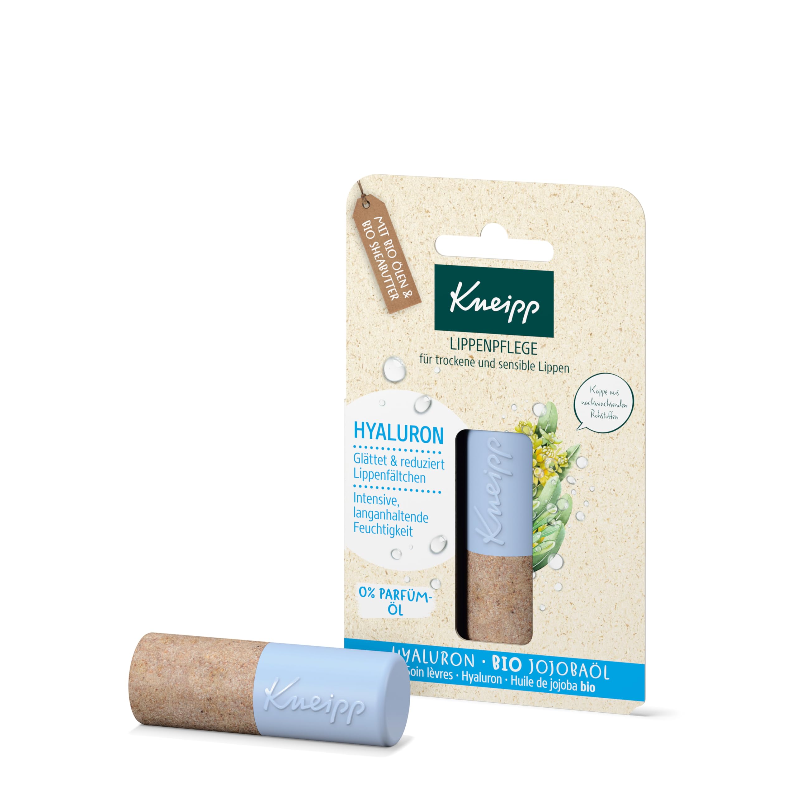 Soin des lèvres Kneipp à l'acide hyaluronique pour lèvres sèches et sensibles - Lisse et réduit les rides - Huile de joj