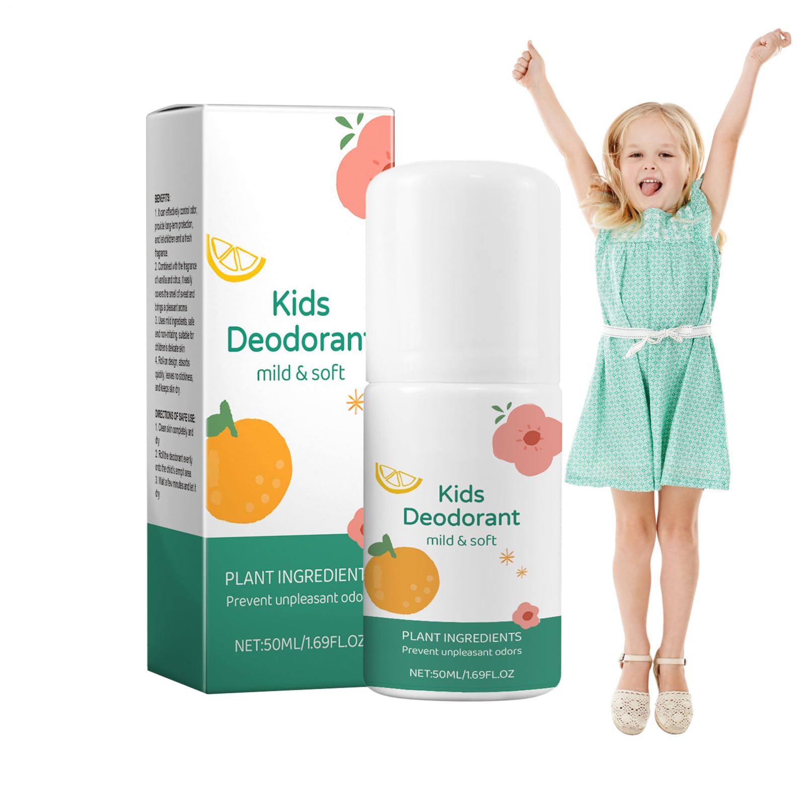 Déodorant En Rouleau Enfant 50ml Sans Alcool Ni Aluminium, Protection 24h Pour Peaux Sensibles Bébés Filles Garçons, Idé